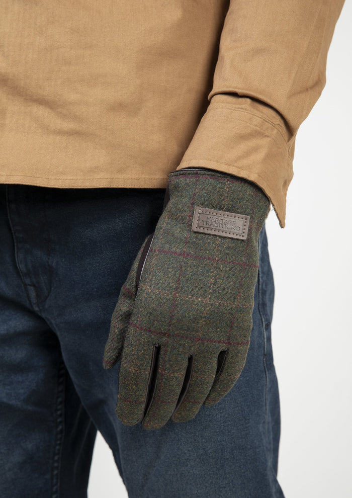 Heritage Traditions Green Check Tweed Gloves
