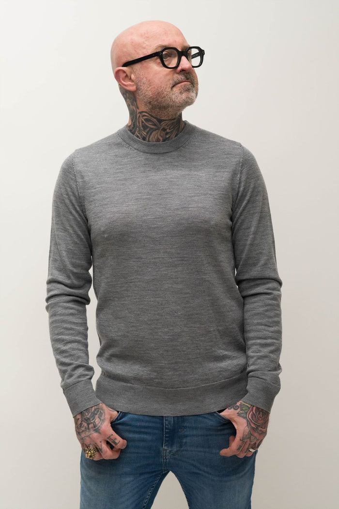 Jack & Jones Grey Merino Knit Jumper