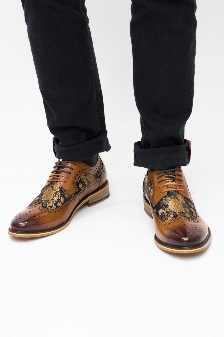 Justin Reess Ross Tan Floral Brogue