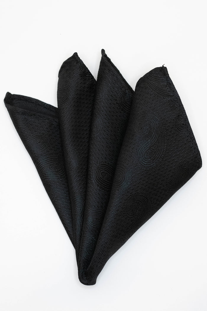 Knightsbridge Neckwear Black Paisley Pocket Square Black