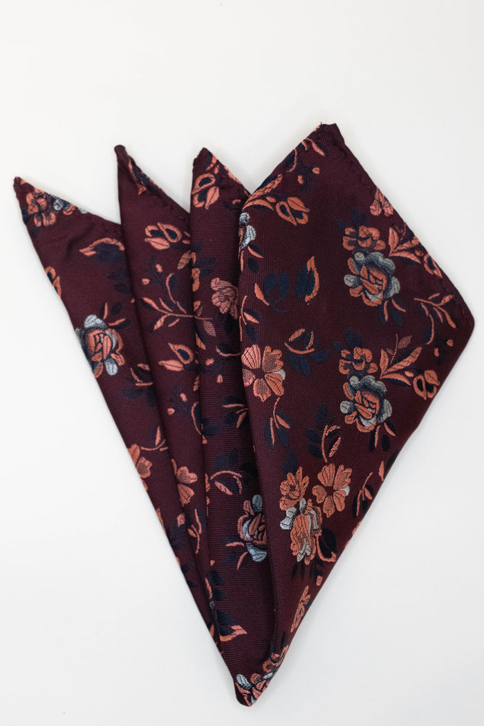 Knightsbridge Neckwear Burgundy Floral Pocket Square