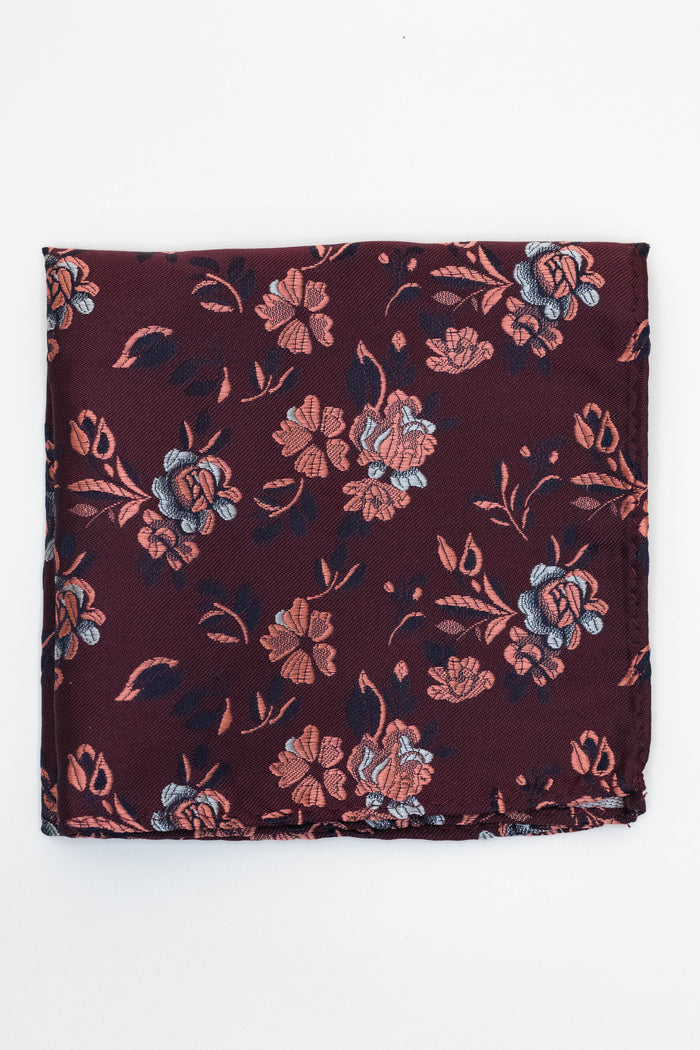 Knightsbridge Neckwear Burgundy Floral Pocket Square