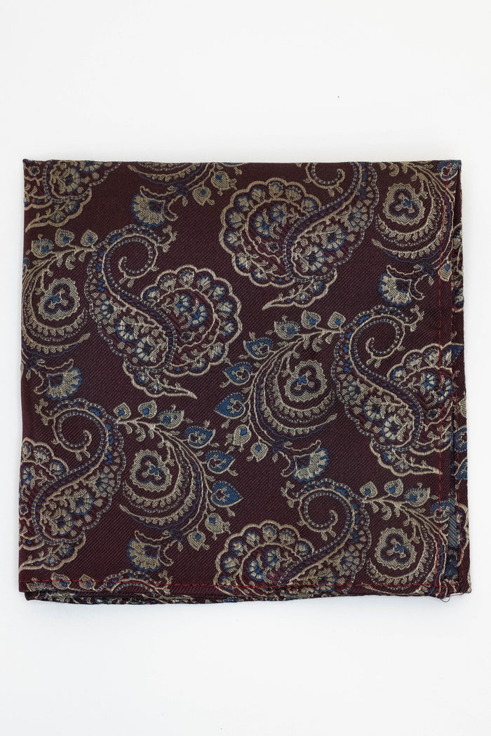 Knightsbridge Neckwear Burgundy Silk Paisley Pocket Square