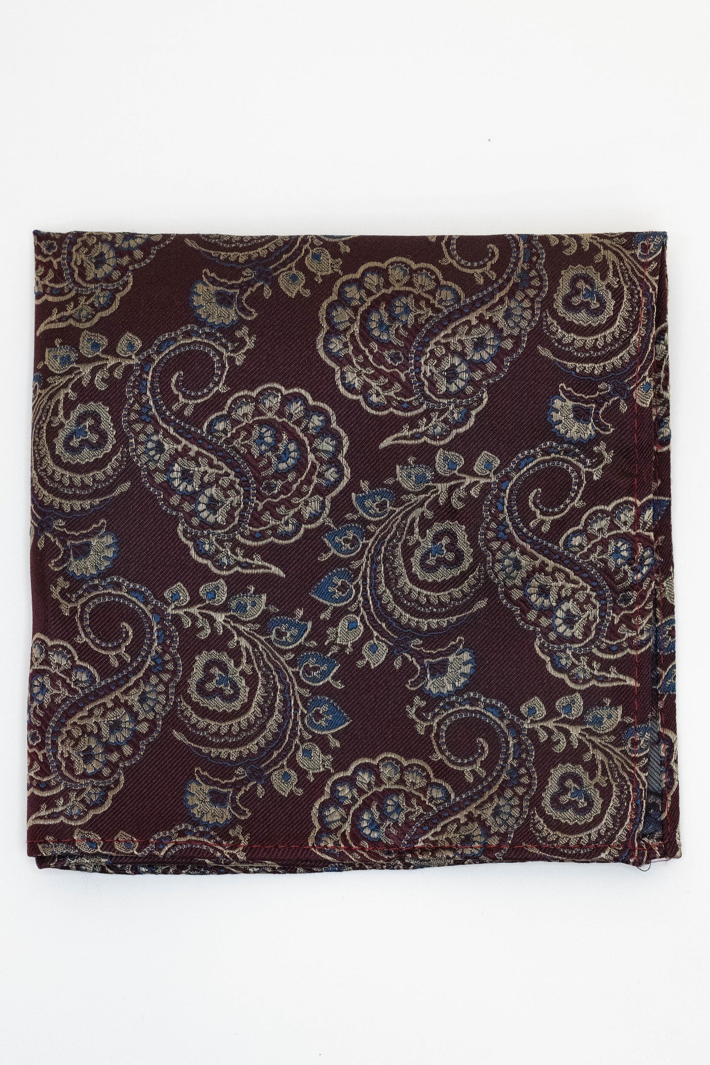 Knightsbridge Neckwear Burgundy Silk Paisley Pocket Square