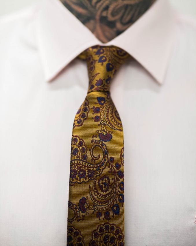 Knightsbridge Neckwear Gold & Burgundy Paisley Tie