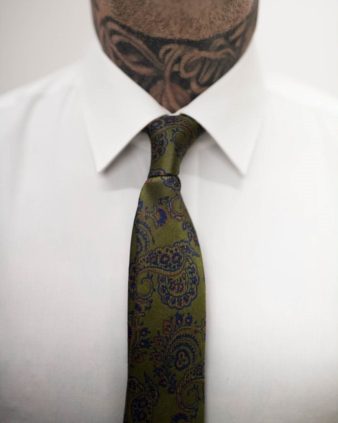 Knightsbridge Neckwear Green & Navy Paisley Tie