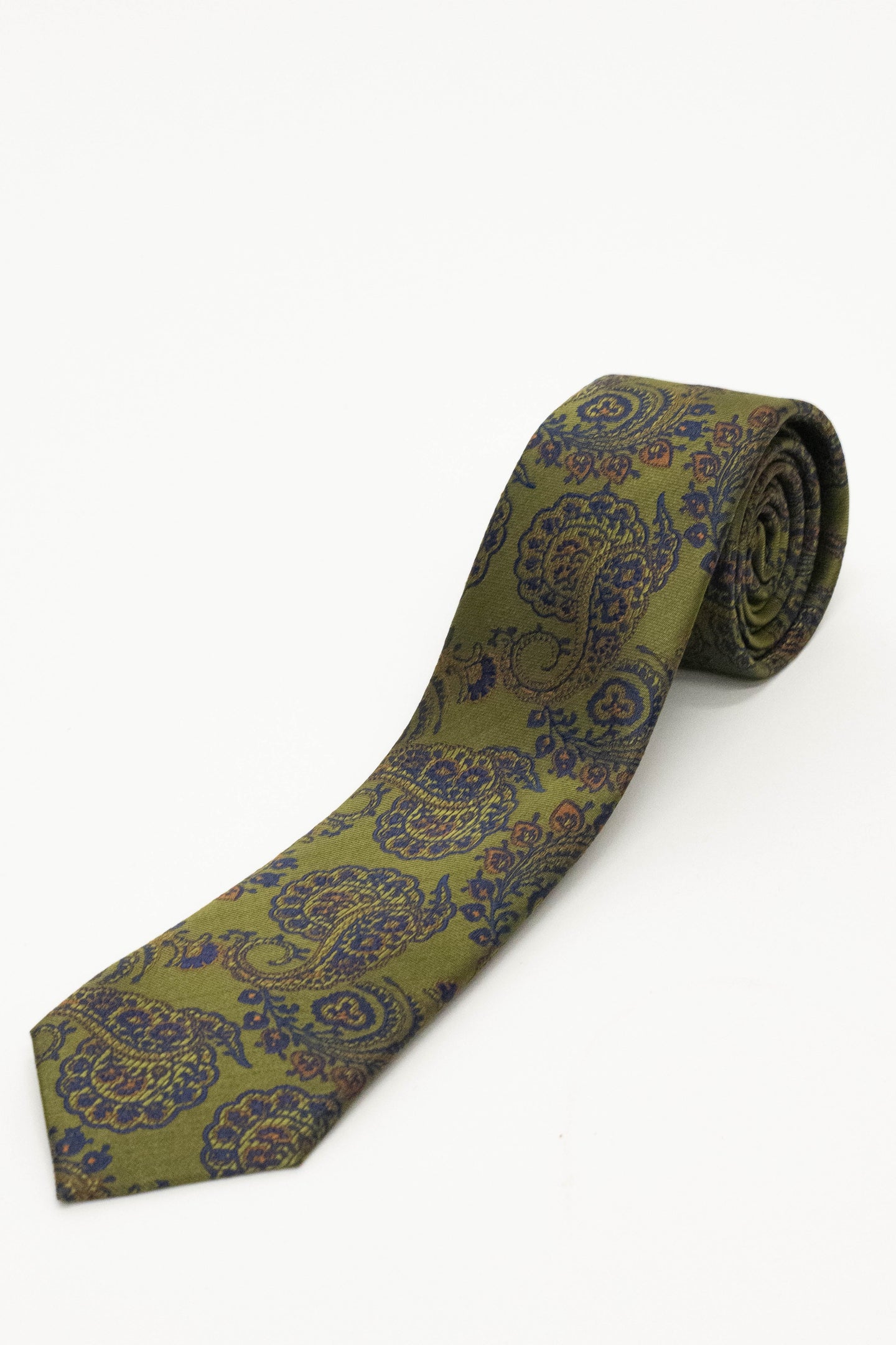 Knightsbridge Neckwear Green & Navy Paisley Tie