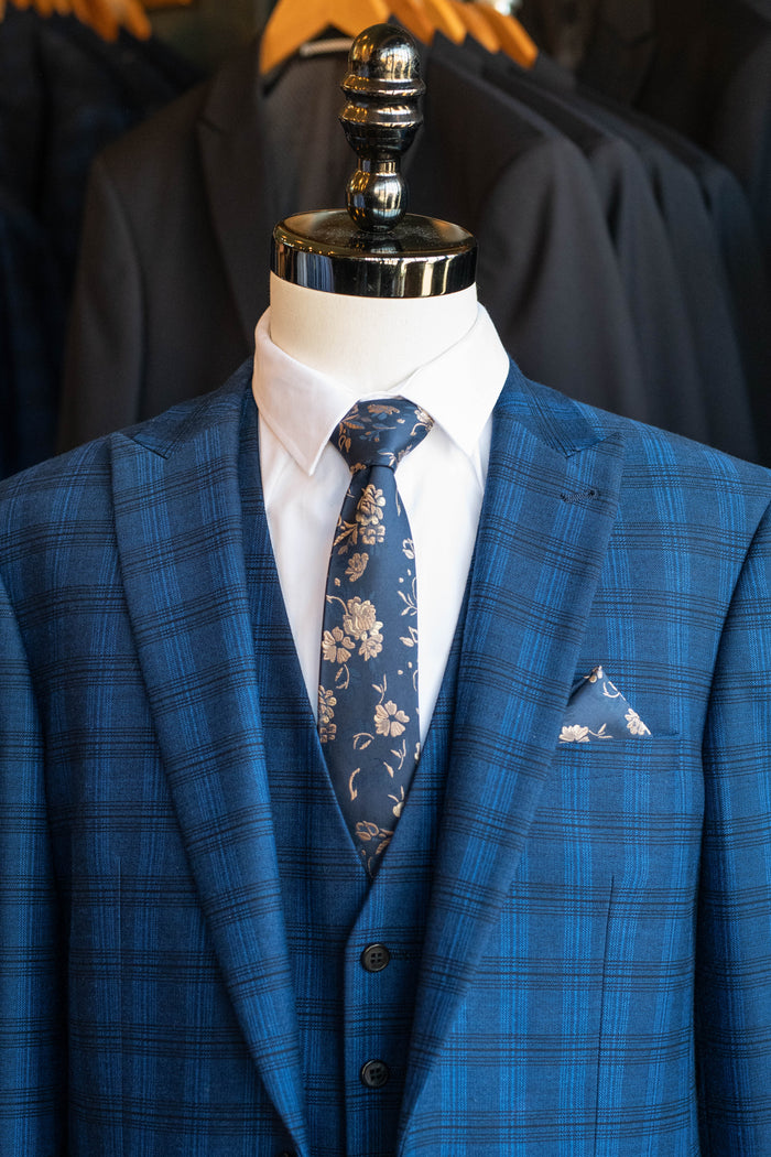 Knightsbridge Neckwear Navy & Gold Floral Tie Navy & Gold Floral
