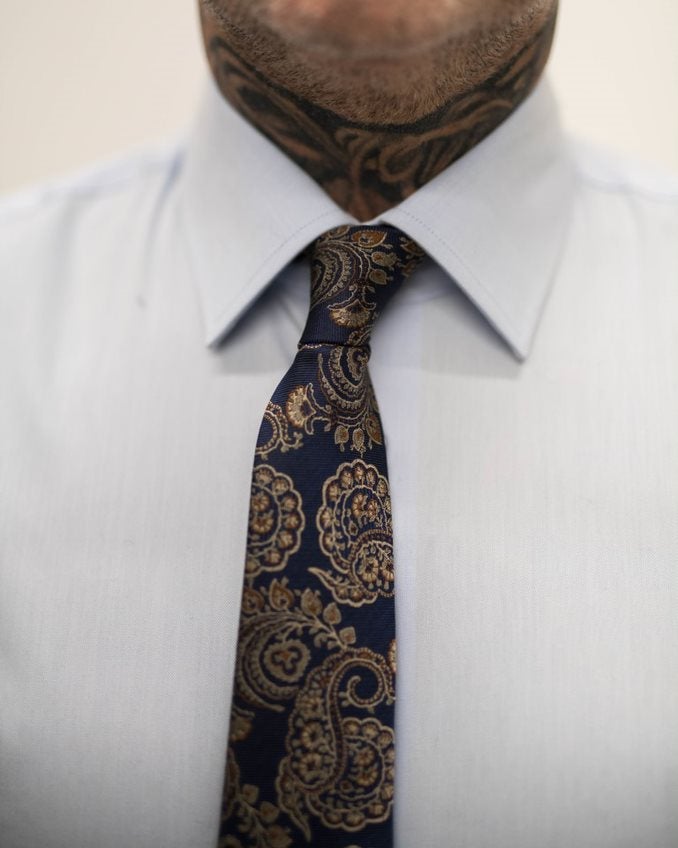 Knightsbridge Neckwear Navy & Gold Paisley Tie