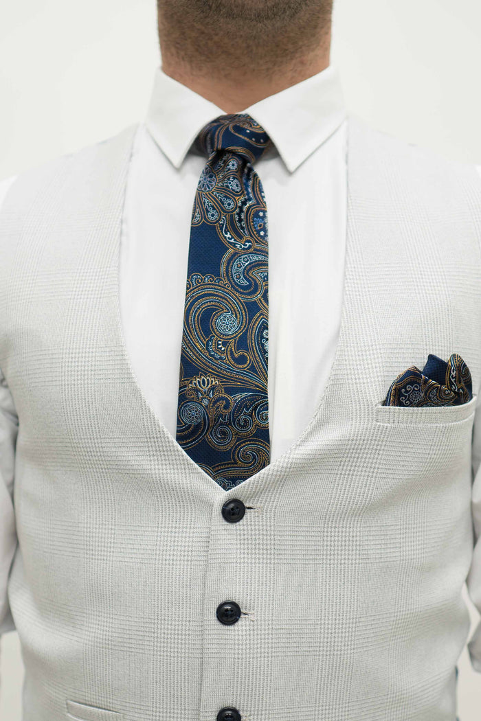 Knightsbridge Neckwear Navy & Gold Silk Paisley Tie