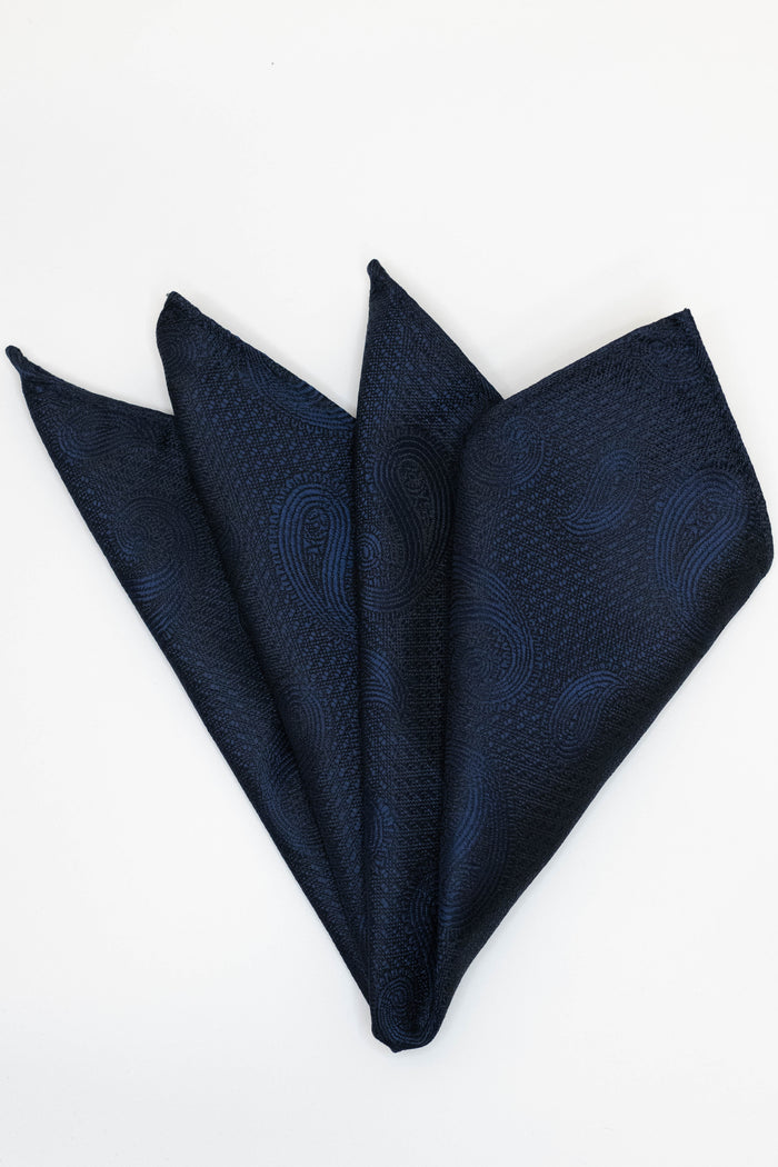 Knightsbridge Neckwear Navy Paisley Pocket Square Navy