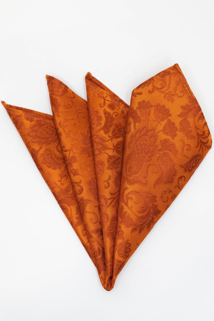 Knightsbridge Neckwear Orange Floral Pocket Square Orange Floral
