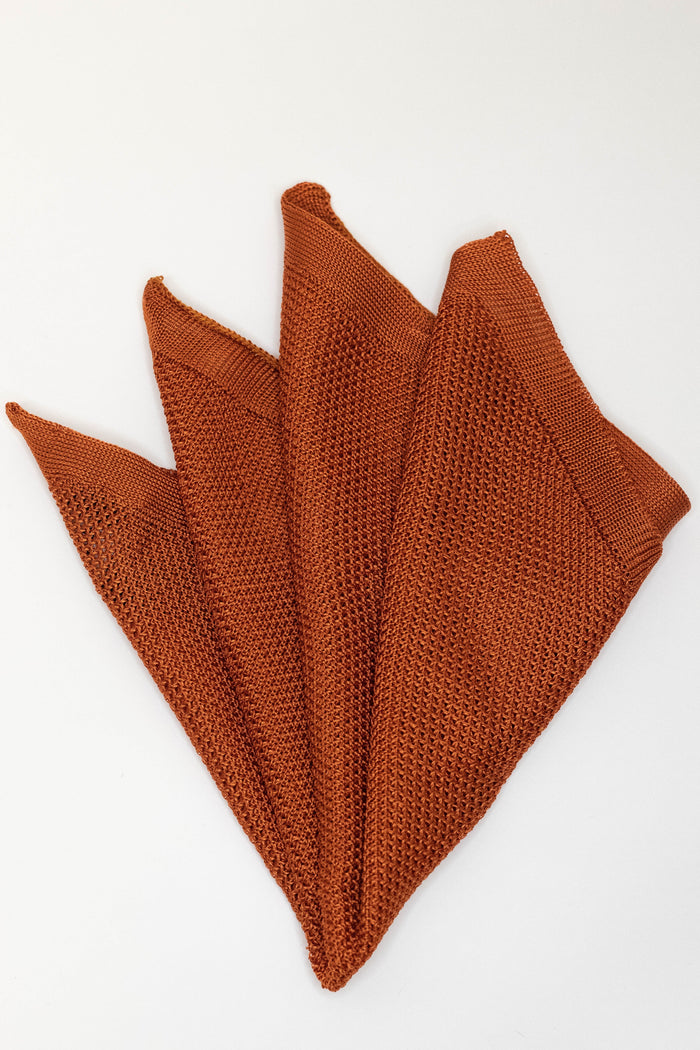 Knightsbridge Neckwear Plain Bronze Silk Knitted Pocket Square