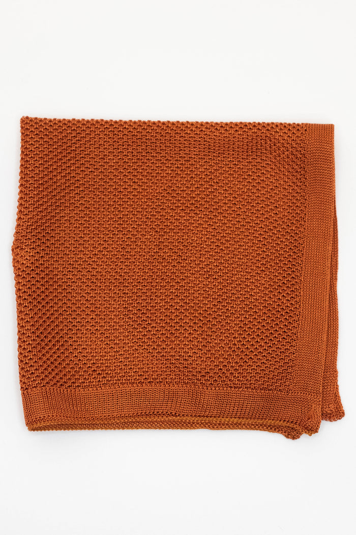 Knightsbridge Neckwear Plain Bronze Silk Knitted Pocket Square