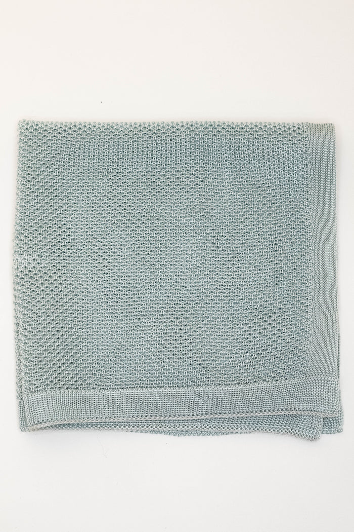 Knightsbridge Neckwear Plain Sage Green Silk Knitted Pocket Square