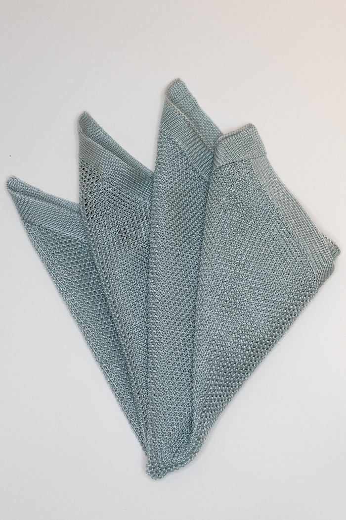 Knightsbridge Neckwear Plain Sage Green Silk Knitted Pocket Square