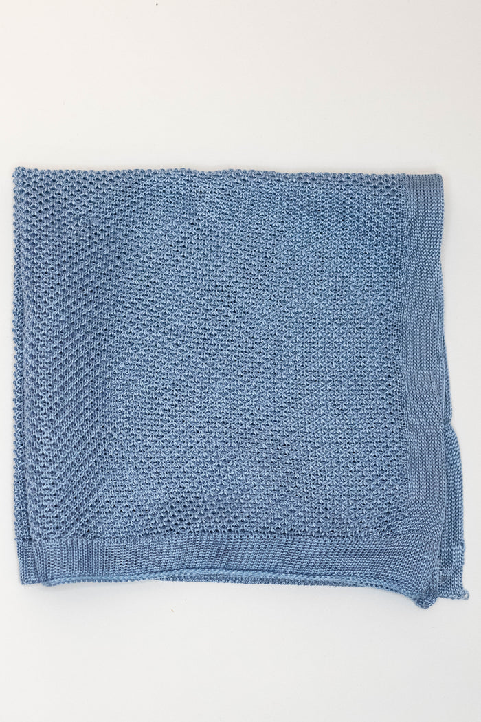 Knightsbridge Neckwear Plain Sky Blue Silk Knitted Pocket Square