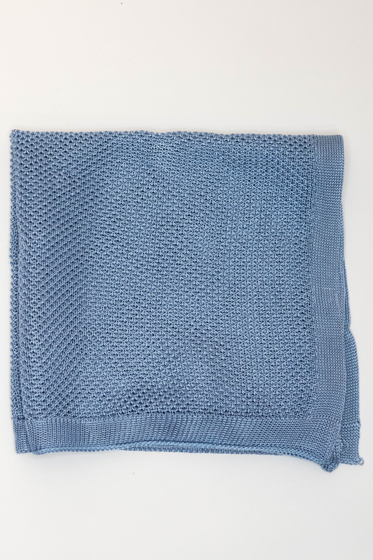 Knightsbridge Neckwear Plain Sky Blue Silk Knitted Pocket Square