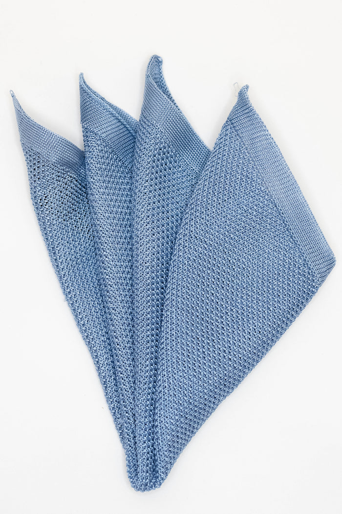 Knightsbridge Neckwear Plain Sky Blue Silk Knitted Pocket Square