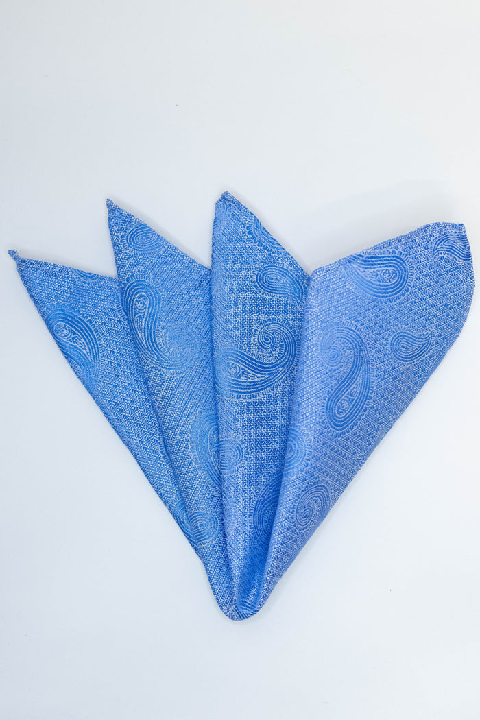 Knightsbridge Neckwear Sky Blue Paisley Pocket Square Sky Blue