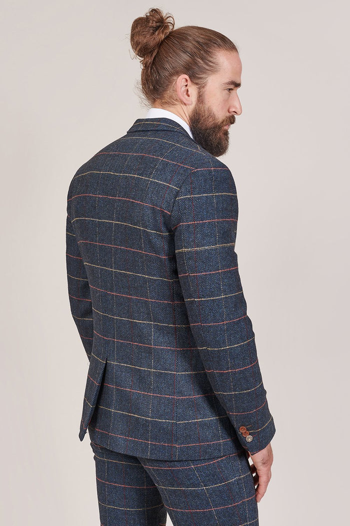 Marc Darcy Eton Navy Check Tweed Style Suit Blazer