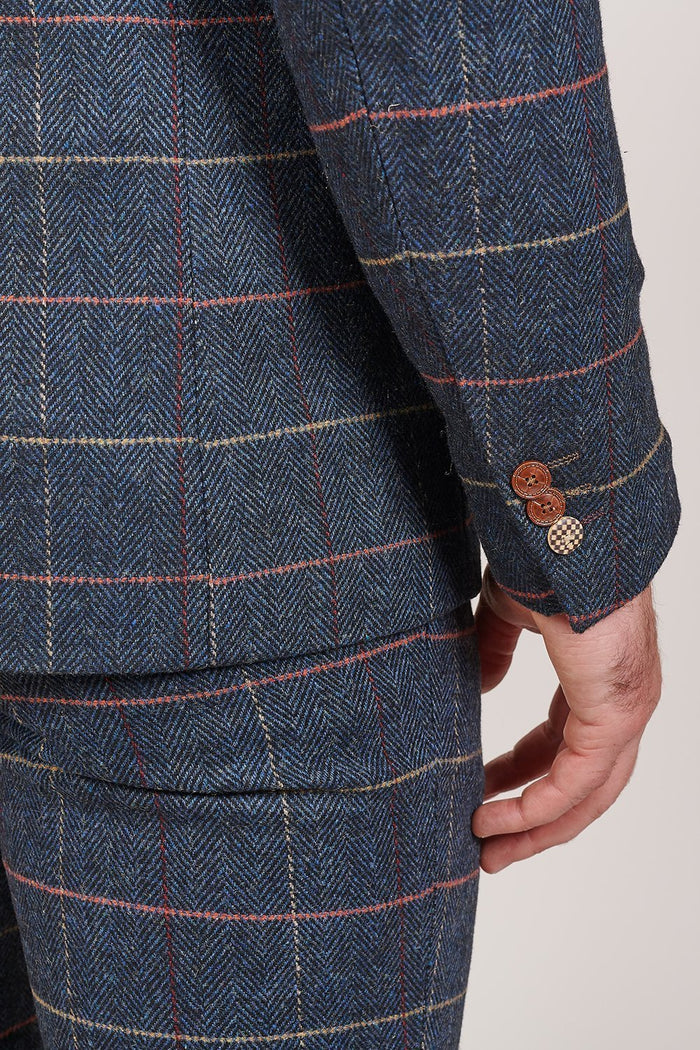Marc Darcy Eton Navy Check Tweed Style Suit Blazer