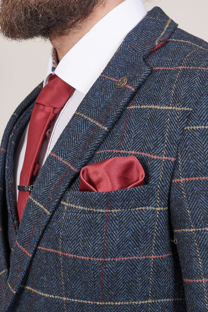 Marc Darcy Eton Navy Check Tweed Style Suit Blazer