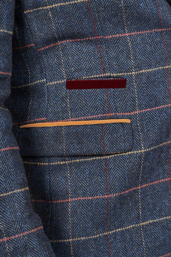Marc Darcy Eton Navy Check Tweed Style Suit Blazer