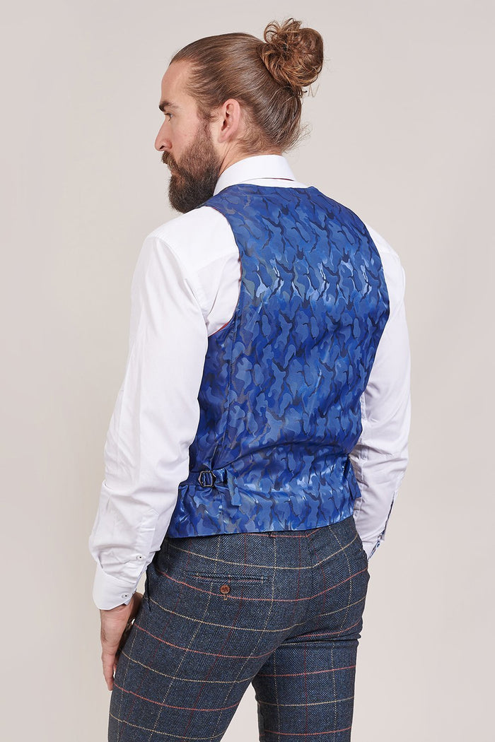 Marc Darcy Eton Navy Check Tweed Style Suit Waistcoat