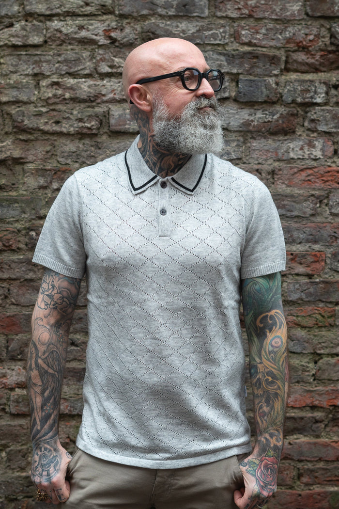 Mish Mash Grey Knitted Polo T-Shirt