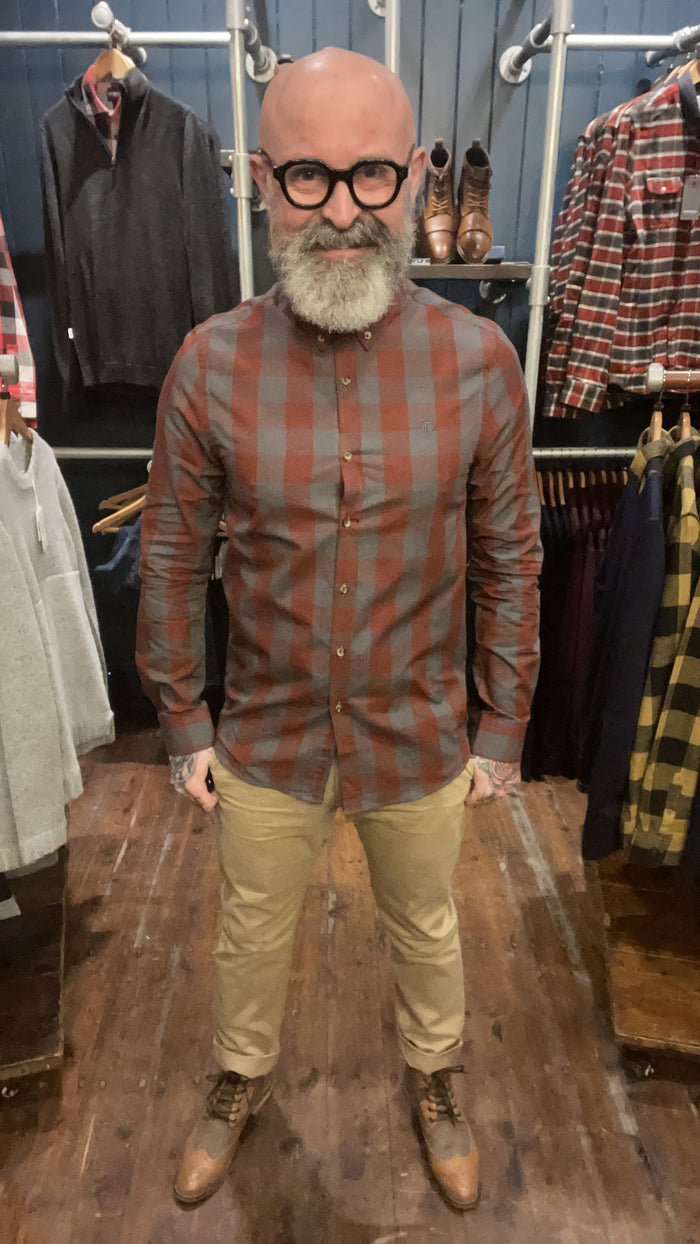 Mish Mash Rust Tonal Check Shirt S