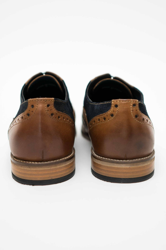 Roamers Tan & Navy Suede Brogues