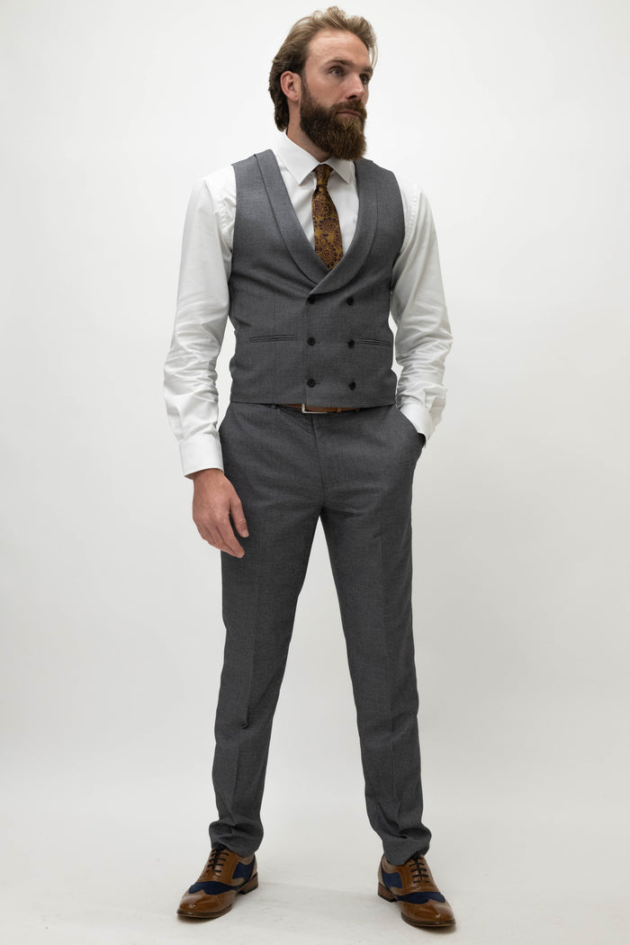 Skopes Harcourt Silver Double Breasted Waistcoat