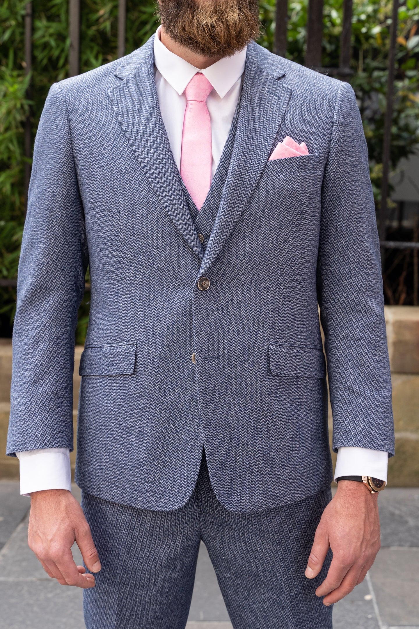 Skopes Jude Sky Blue Herringbone Blazer