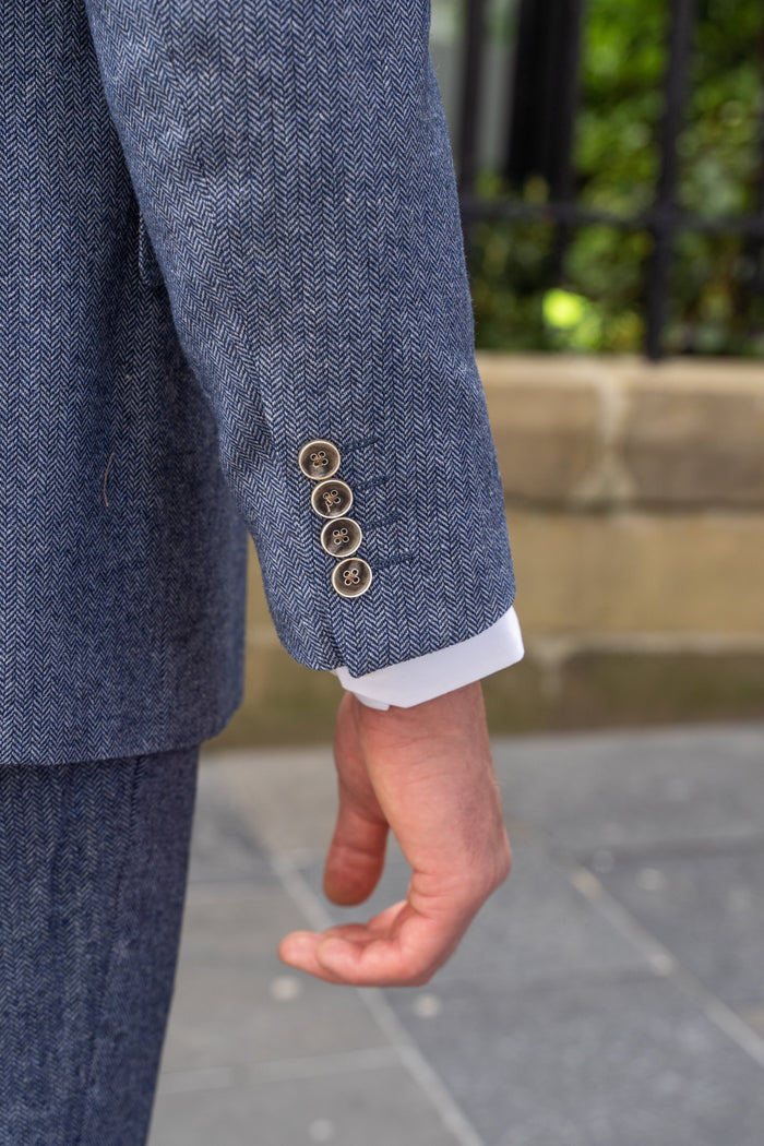 Skopes Jude Sky Blue Herringbone Blazer