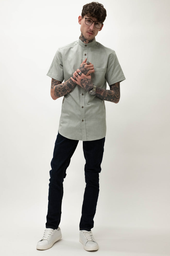 Skopes Khaki Short Sleeved Grandad Shirt