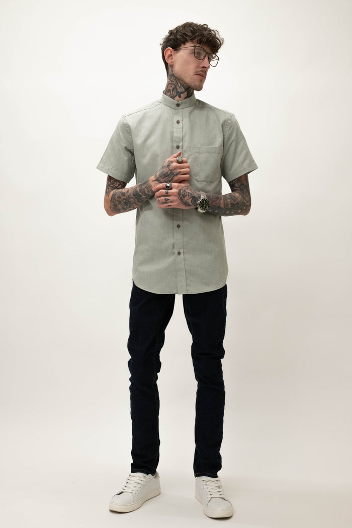 Skopes Khaki Short Sleeved Grandad Shirt
