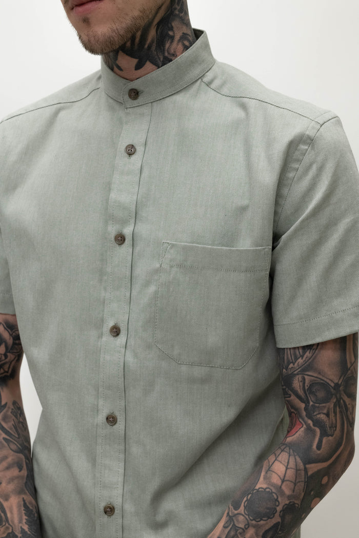 Skopes Khaki Short Sleeved Grandad Shirt