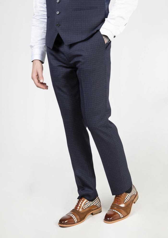 Skopes Mac Navy & Grey Check Trousers