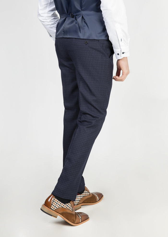 Skopes Mac Navy & Grey Check Trousers