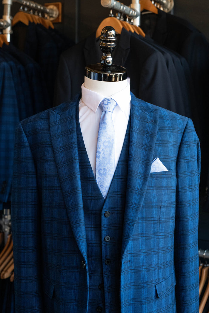 Skopes Metallic Baby Blue Tie & Pocket Square Set