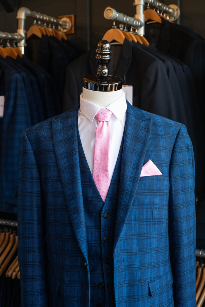 Skopes Metallic Pink Floral Tie & Pocket Square Set