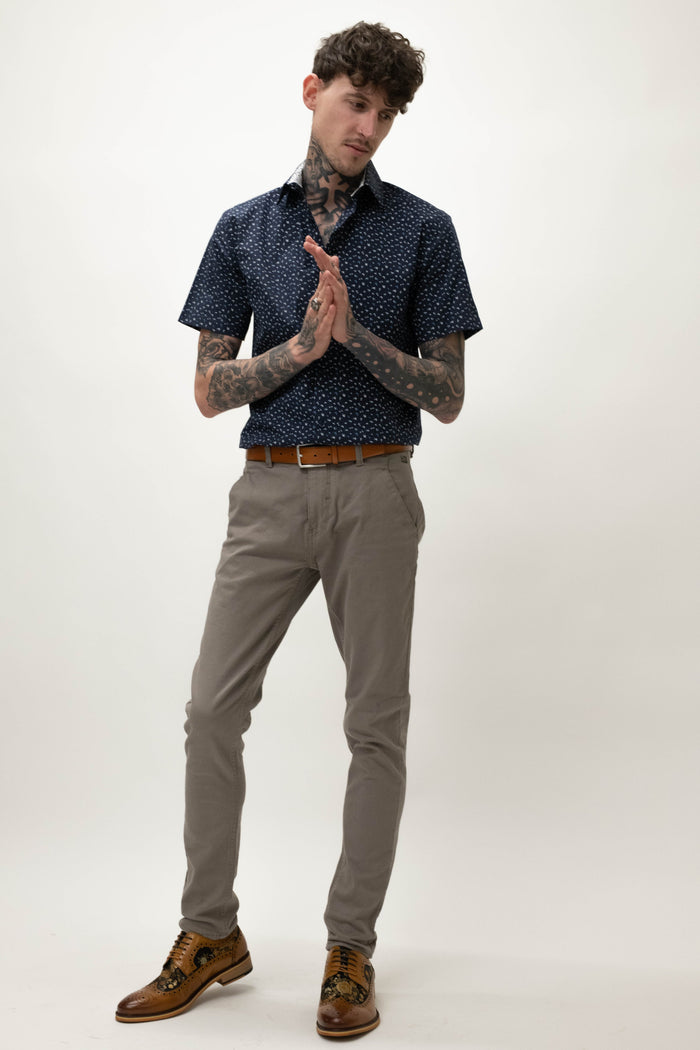Skopes Navy Mini Flowers Short Sleeved Shirt