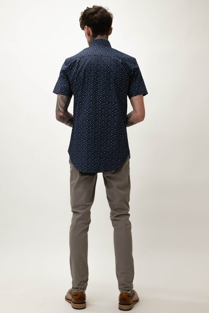 Skopes Navy Mini Flowers Short Sleeved Shirt