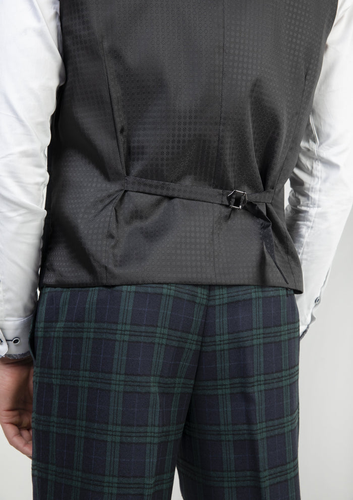 Skopes Ramsay Green Check Single Breasted Waistcoat