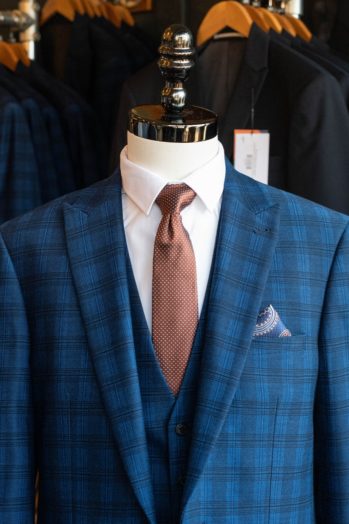 Skopes Rust Spot Navy Paisley Silk Tie & Pocket Square Set