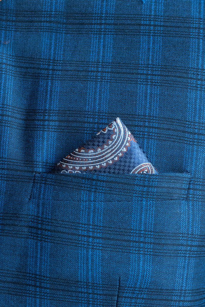 Skopes Rust Spot Navy Paisley Silk Tie & Pocket Square Set