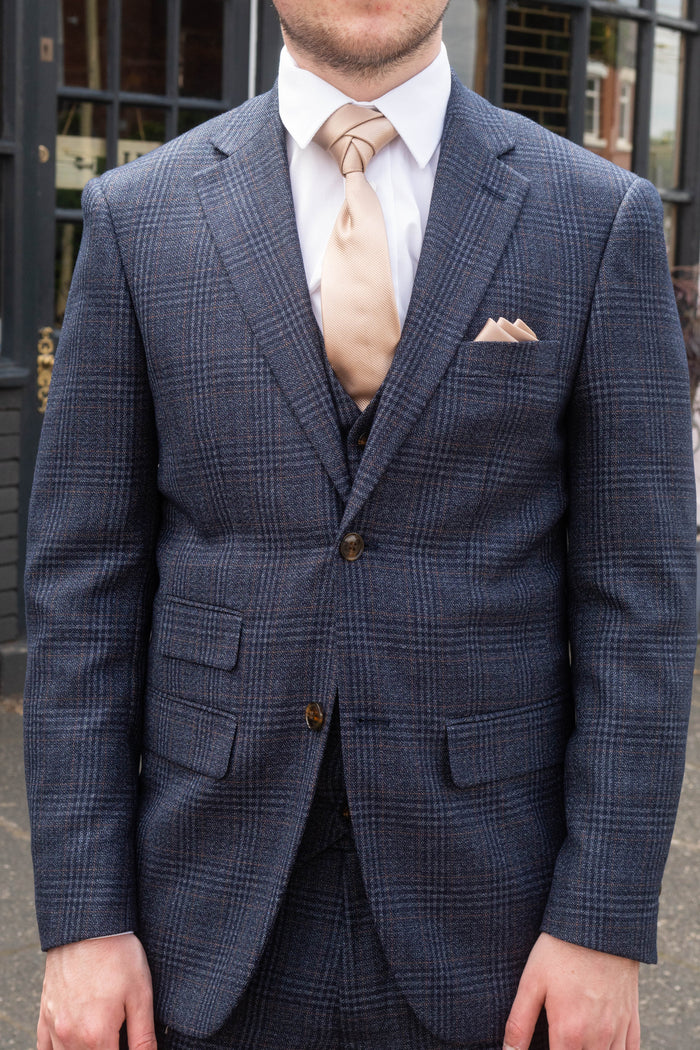 Skopes Woolf Navy Check Tweed Style Blazer