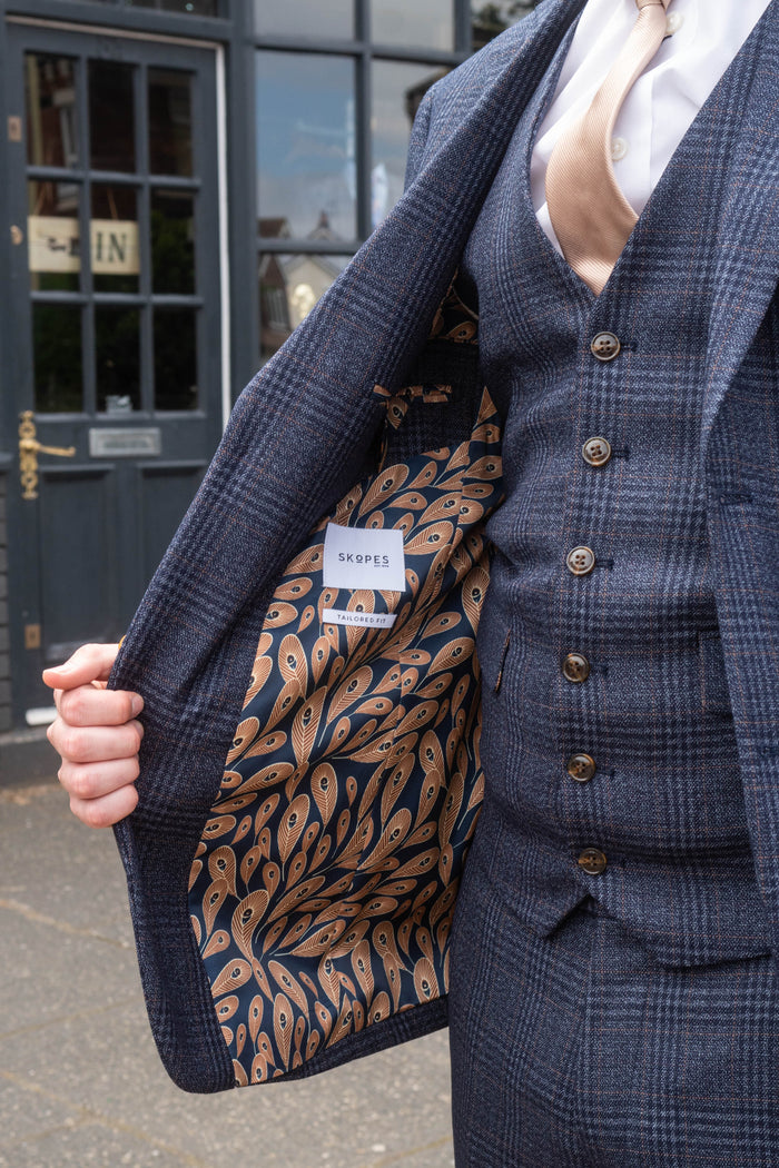 Skopes Woolf Navy Check Tweed Style Blazer
