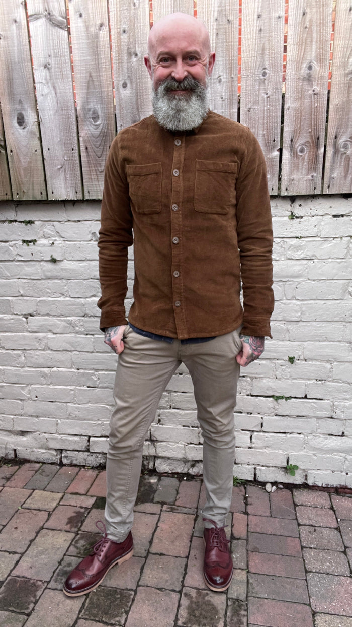 Solid Cord Kangaroo Long Sleeve Shirt